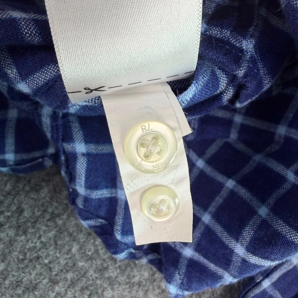 Banana Republic Camden Men Shirt‎ M 100$ Linen Windowpane Plaid Blue EUC